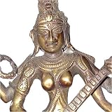 Saraswati - A Hindu Goddess Sculpture Made in Brass