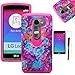 LG Leon Case, LG Tribute 2 Case, LUXCA [Shock Proof] Hybrid Dual Layer [Slim Fit] Defender Protective Case Cover for LG Leon Case, LG Tribute 2 (Blue Rose Pink)