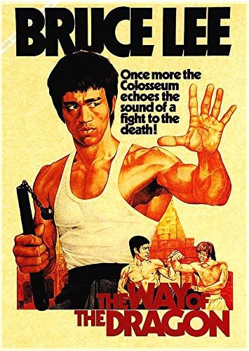 Colored Bruce Lee Movie Poster, High-quality Brown Paper, 12 By 16.5 Inch, "The Way of the Dragon"
