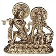 Handcrafted Crafts Hindu God Brass Statue Krishna and Radha 4.5 x 4.5 x 1.75 inches