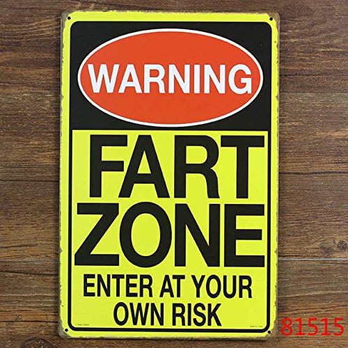 Ovo Painting " warning fart zone " slogan tin signs wall art painting home decoration Cafe bar Vintage Metal 20x30cm