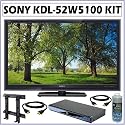 Sony BRAVIA® W-Series KDL-52W5100 52-Inch 1080p LCD HDTV + Sony BDPS360 Blu-Ray + SUWL500 Wall Mount + Accessory Kit