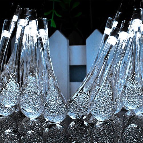 Multi-colored Solar LED String Lights with Garden Solar Panel, for Garden, Patio, Christmas Tree, Parties and All Outdoor and Indoor Activities Decoration (5 Meters Long, 20 Waterproof bulbs) (White)