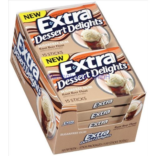 Extra Dessert Delights Sugarfree Gum Root Beer Float Flavored Gum Ten 15 Stick Packs from Extra