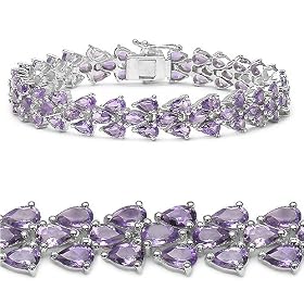 18.30 Carat Genuine Amethyst Silver Bracelet by JewelzDirect