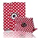 HDE Rotating iPad Case Magnetic Folding Leather Cover Folio Flip Stand for Apple iPad 2 iPad 3 iPad 4 (Red & White Polka Dot)