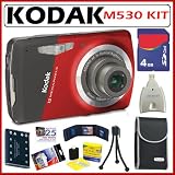 Cheap Kodak EasyShare M530 12MP Digital Camera with 3x Wide Angle Optical Zoom and 2.7 Inch LCD in Red + 4GB Deluxe Accessory Kit