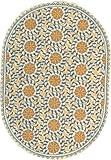 Safavieh Chelsea Collection HK150A Hand-Hooked Ivory and Blue Wool Oval Area Rug, 4-Feet 6-Inch by 6-Feet 6-Inch Safavieh Chelsea Collection HK150A Hand-Hooked Ivory and Blue Wool Oval Area Rug, 4-Feet 6-Inch by 6-Feet 6-Inch