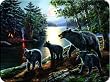 River's Edge Beautiful Tempered Glass Cutting Board with Mama Black Bear and Cubs Design (12 x 16-Inch)