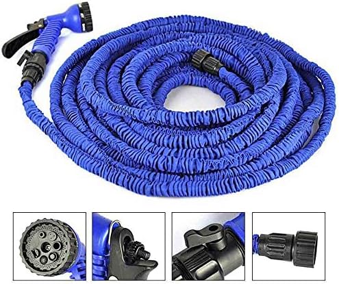 BEAUTIFUL GARDEN Best Quality Portable Expandable Garden Hose-200 Ft. With 7 Function Sprays Nozzle-Expands Up To 3 Times in Length,Lightweight-Never Kink or Tangle,Triple Extension(Gift A High Quality wash Towel)Blue