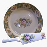 MAIDEN ROSE CAKE PLATE/SERVER - MAIDEN ROSE CAKE PLATE AND SERVER SET