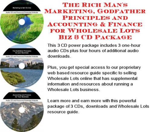 The Rich Mans Marketing, Godfather Principles and Accounting & Finance for Wholesale Lots Biz 3 CD Package