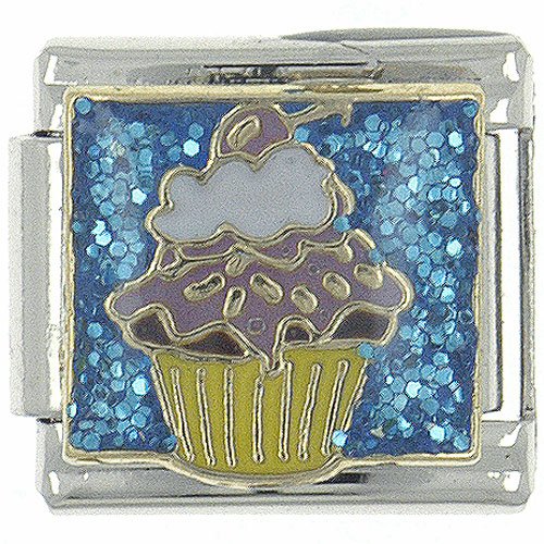 Cupcake Food Beverages Italian Charms Bracelet Link