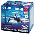 TDK 録画用ブルーレイディスク BD-R 25GB 1-4倍速 ホワイトワイドプリンタブル 20枚 5mmスリムケース BRV25PWB20A