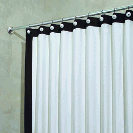 white/black Framed Fabric Shower Curtain bathroom NEW