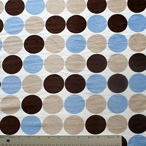 Plush Minky Fabric with Big Modern Dots in Blue, Latte, Brown - by the Yard