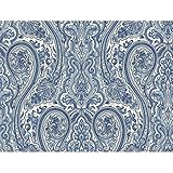 York Wallcoverings NY4987SMP Nautical Living Paisley Wallpaper Memo Sample, 8-Inch x 10-Inch, White,