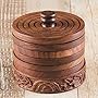Rusticity Cool Wood Coaster Set of 6 with Holder for beer and other drinks - Tower of Hanoi design | Handmade | (3.75x3.75 in)