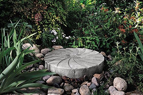Outdoor Fountain Waterfall With Complete Disappearing Pondless Water Kit and Artificial Rock Fountain, Old Millstone by EasyFalls in Slate Gray Granite Color