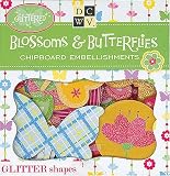 Diecuts With A View Chipboard Embellishments Boxed, Blossoms and Butterflies Glitter Shapes