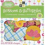 Diecuts With A View Chipboard Embellishments Boxed, Blossoms and Butterflies Glitter Shapes