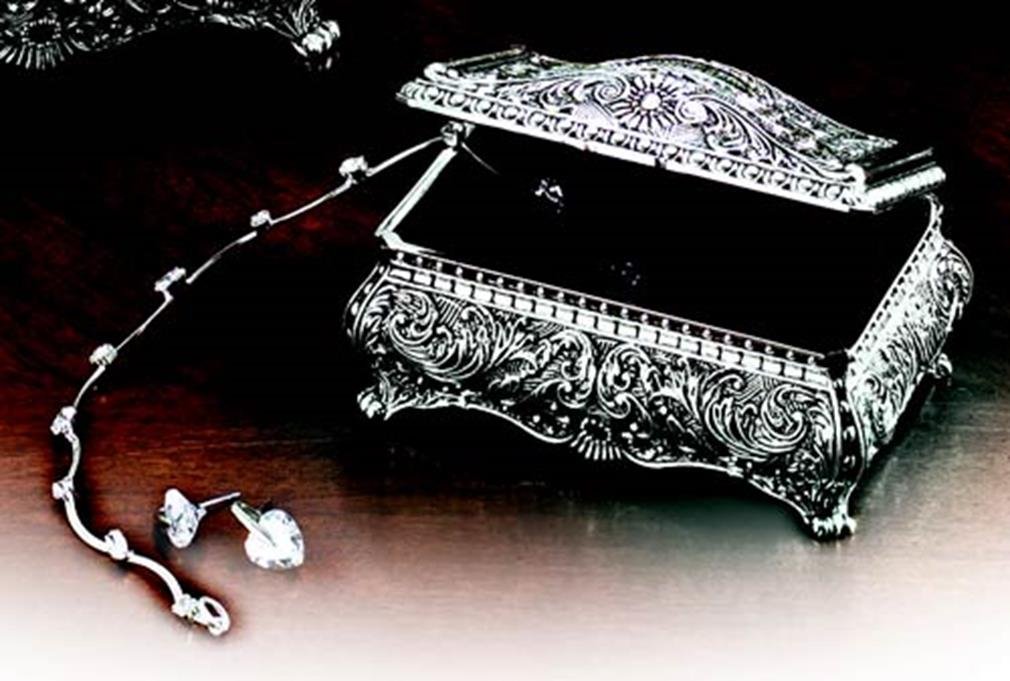 Amazon.com - Antique Silver Chest Box With Floral Design - Jewelry ...