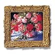 Peonies II - Gold Frame Magnet with pop-out easel (2-3/4" x 2-1/2")