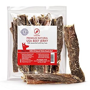 Beef Jerky Premium Dog Treats - Made in the USA - 100% USDA Beef - All-Natural -by TickledPet