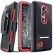 COVRWARE® LG Leon LTE C40 / LG Tribute 2 [Viper Series] Heavy Duty Dual Layer Holster Case Kickstand and Locking Belt Swivel Clip [Screen Protector] For LG Leon, Power, Destiny, Sunset, Risio - Red