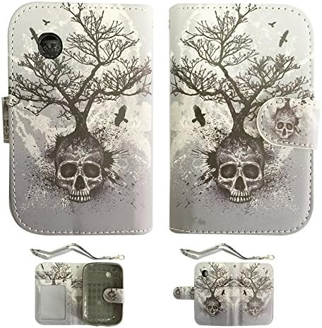 Tree Skull Camo Lg 306g / Lg 305c Pu Book Leather Wallet Credit Card Flip Open Pocket Case Cover Pouch (Tracfone Straighttalk Net10) Lg 306g / Lg 305c