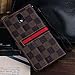 RAYTOP Luxury Brand Designer Brown Checks Leather Cases Covers Wallet for Samsung Galaxy Note 3 Note3 Kickstand Vintage Sleek Decent Classic Classy Men Women