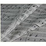 Music Note Linen Cotton Fabric Print By the Yard