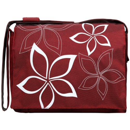 Red and White Star Flowers 15.4 inch Laptop Padded Compartment Shoulder Messenger Bag for K-Cliffs Lifestyle