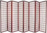 Asian Furniture - 6ft. Window Pane Japanese Shoji Privacy Screen Room Divider - 8 Panel Rosewood