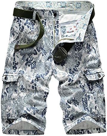 Mxmore Men's Army Board Beach Sports Camo Cargo Shorts F2, Size 36 US, Blue