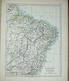 JOHNSTON WORLD MAPS 1895 EASTERN BRAZIL AMERICA CHILE
