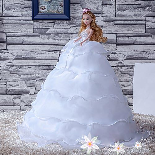 18 Inch Luxury Wedding Gown Barbie Doll, Pricess Grown-Up Toys Deluxe Barbie Doll in High-end Handmade White Wedding Dress, Christmas Gift/ Birthday Gift/ Wedding Gift