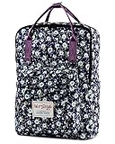 [HotStyle Fashion Printed] Bestie Cute Floral Laptop Backpack for School Girls, NavyBlue