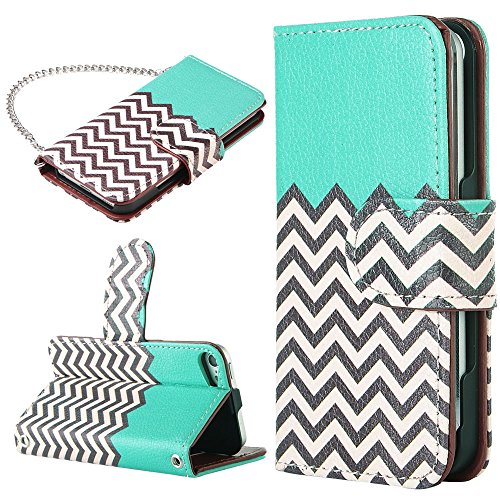 ULAK Colorful Synthetic PU Leather Wallet Type Magnet Design Flip Case Cover for Apple iPod Touch 6 5th Generation (Follow The Sky)