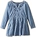 Calvin Klein Little Girls' Denim Dress with Flowers In Chest
