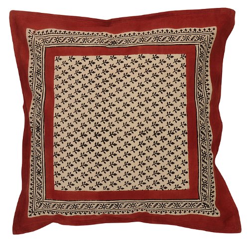 Imagen 2 de Cojín Diseñador de algodón cubre de trabajo Impresión de bloque Tamaño 16 x 16 pulgadas Juego de 2 piezas