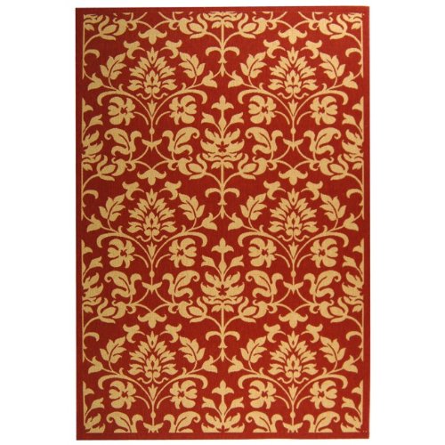 Safavieh Courtyard Collection CY3416-3707 Red and Natural Indoor/Outdoor Area Rug, 6-Feet 7-Inch by 9-Feet 6-Inch
