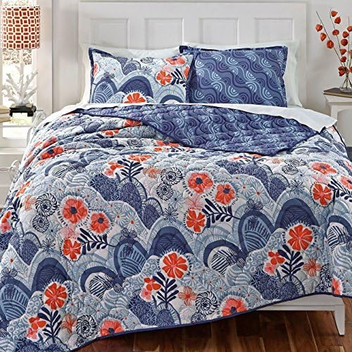 Kate Spain Hills And Valleys Cotton Quilt Sham Set, Blue, Full/Queen