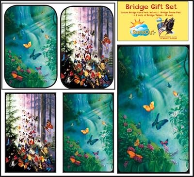Bridge Gift Set - Butterfly Dance - Double Deck Playing Cards - Score Pad - 2 Sets of Tallies