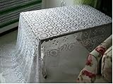 Vintage Hand Crochet White Cotton Table Cloth 63