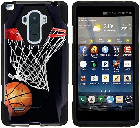 LG Stylo Case, Dual Layer Shell SHOCK Impact Kickstand Case - Basketball Swish