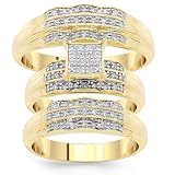 10K Yellow Gold Diamond Wedding Band Set 0.36 Ctw