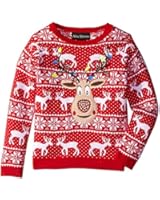 Alex Stevens Girls' Sequin Reindeer Sweater