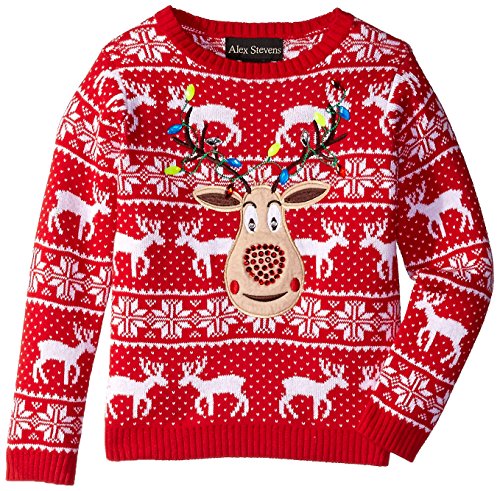 Alex Stevens Girls' Sequin Reindeer Sweater