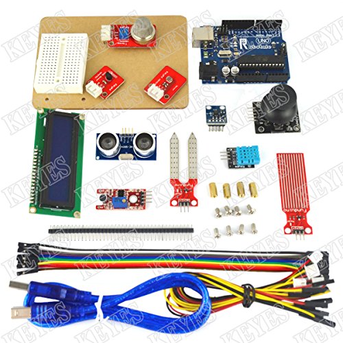 ARDUINO simulation demo kit Analog display kit for arduino. Uno r3 Board: X1. 1602 i2c module: X1. Acrylic plate (12.8): X1. The mini breadboard white: X1. The ultrasonic sensor: X1. joystick module: X1. The water level sensor: X1. Soil Sensor: X1. The temperature and humidity sensors: X1. The smoke sensor: X1. LM35 module: X1. microphone sensor: X1. ADXL335 module: X1. Photoresistor module: X1. The female-female Dupont line: X10. sensor line: X5 and much more